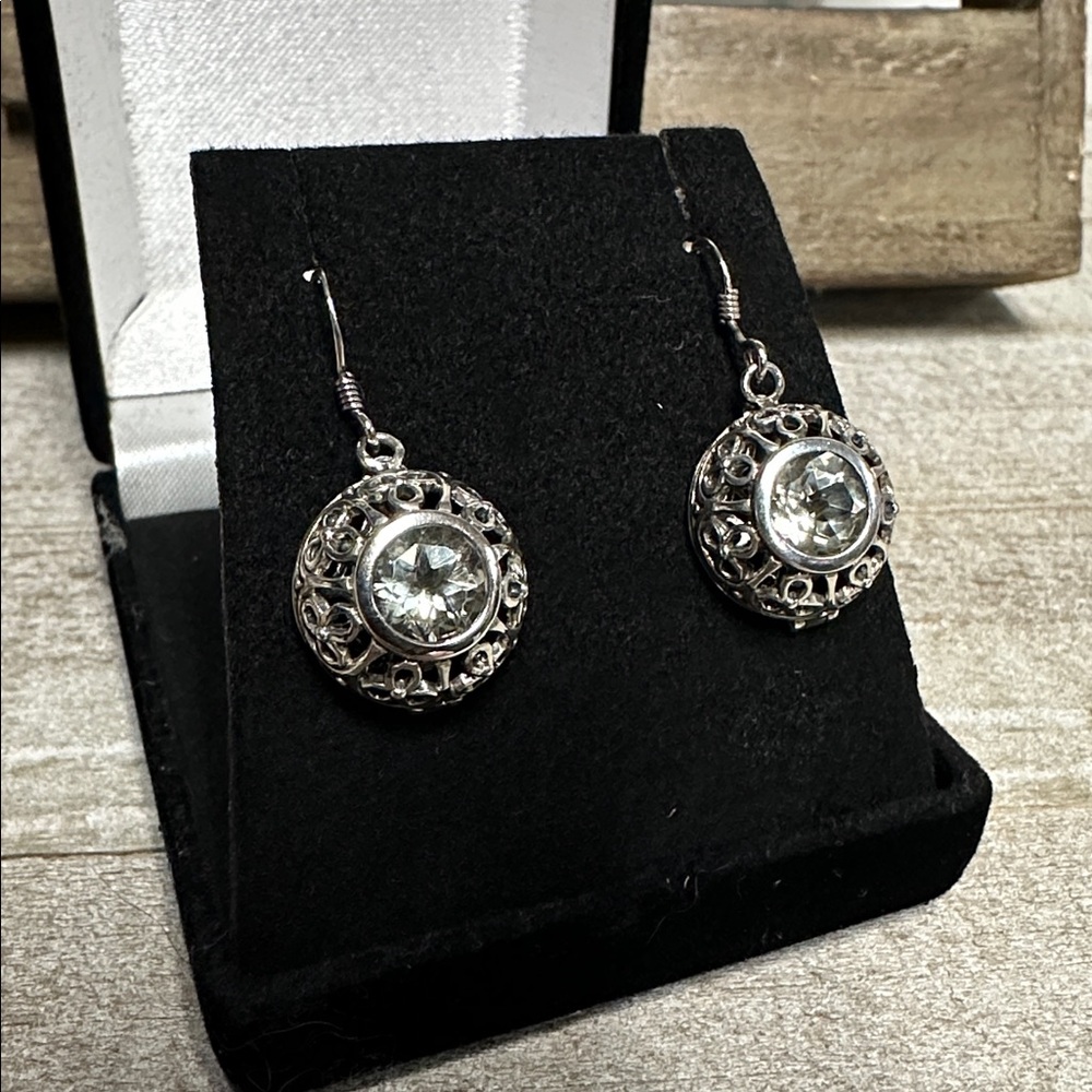 Sterling Silver 925 great shape ES 925 Thailand stamped dangle cage earrings